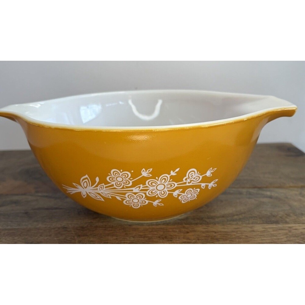 VINTAGE PYREX 442 BUTTERFLY GOLD NESTING CINDERELLA 1 1/2 QT Near Mint